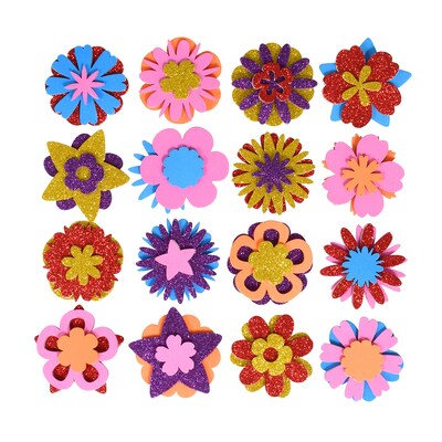 Ready2Learn Glitter and Foam Sticker Stacking Flowers, Multicolored, 144/Pack (CE-10089)