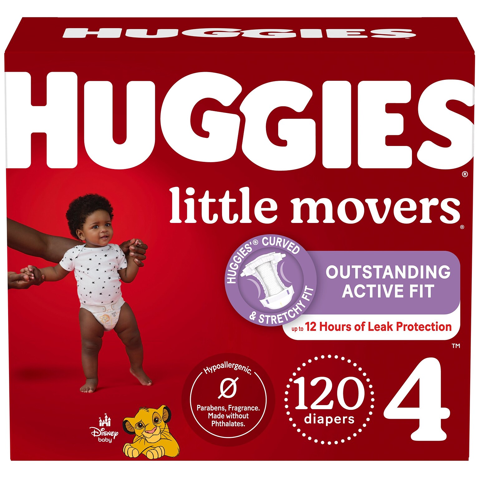 Huggies Little Movers Baby Diapers, Size 4, 120/Carton (53593)