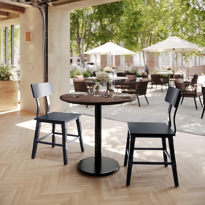 Flash Furniture Acadia 31.25 Round Wooden Dining Table with Round Base, Dark Brown/Black Base (STRD31WBRTR18)