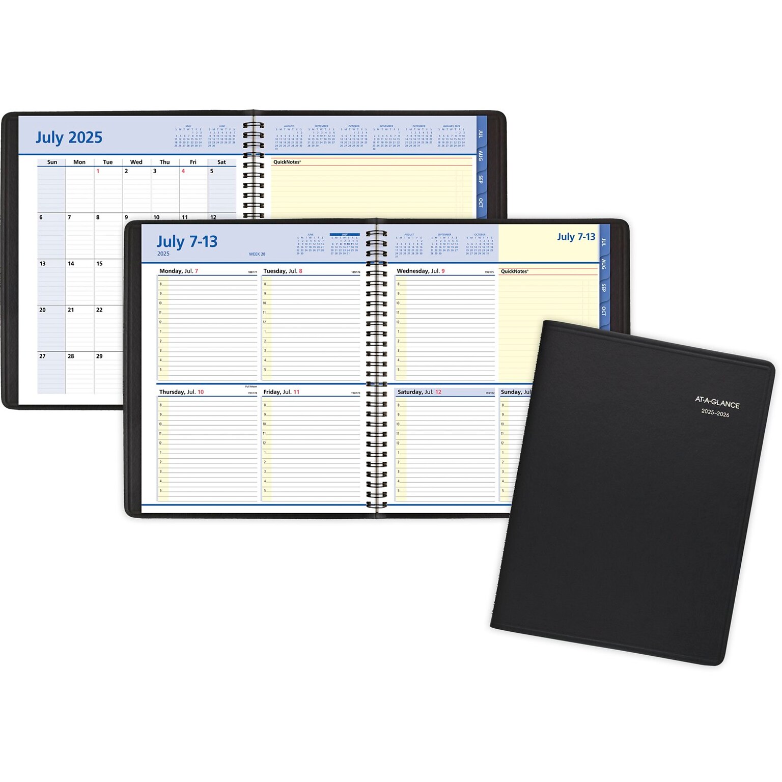 2025-2026 AT-A-GLANCE QuickNotes 8 x 10 Academic Year Weekly & Monthly Planner, Faux Leather Cover, Black (76-11-05-26)