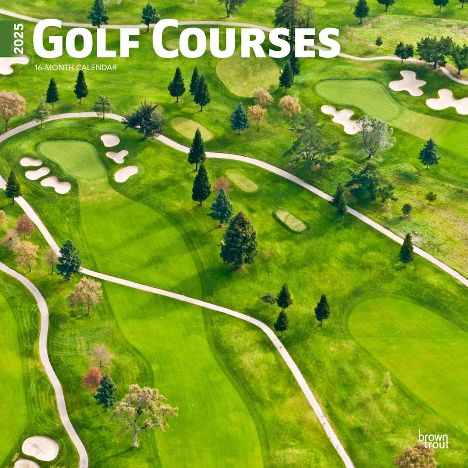 2025 BrownTrout Golf Courses 12 x 12 Monthly Square Wall Calendar (9781975477097)
