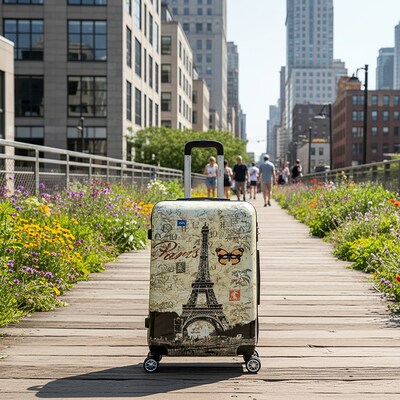 InUSA 24" Hardside Paris Suitcase, 4-Wheeled Spinner, TSA Checkpoint Friendly, Paris (IUAPC00M-PAR)