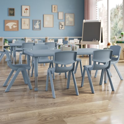 Flash Furniture Emmy Rectangular Activity Table Set, 48 x 24, Height Adjustable, Dusty Blue (YCX13RECTTBDTBE)
