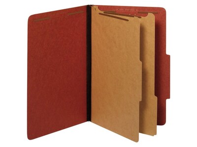 Pendaflex Pressboard Classification Folder, 2-Dividers, 2 1/2 Expansion, Legal Size, Red, 10/Box (29075R)
