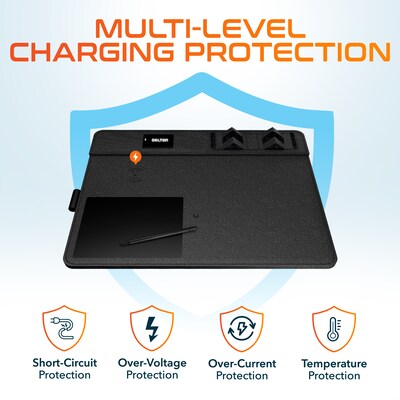 Delton S38 Wireless Ergonomic Vertical Optical USB Mouse and Charging Pad Bundle, Black (DMWS38BD1)