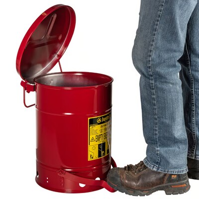 Justrite 6-Gallon Oily Waste Can, Red (138646RD)