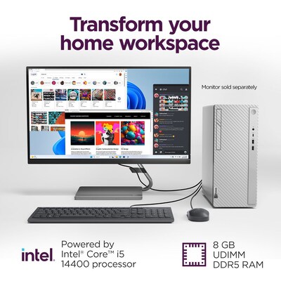 Lenovo IdeaCentre Tower Desktop Computer, Intel Core i5-14400, 8GB RAM, 512GB SSD, Mouse & Keyboard Included, Windows 11 Home