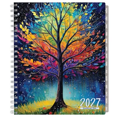 2027 Excello Brands Essential Pro 8.5" x 11" Weekly & Monthly Planner, Black Tree Seasons (ESPRO-CY27-8511-32)