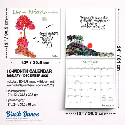 2027 BrownTrout Live with Intention 12" x 12" Monthly Wall Calendar (9798330713318)