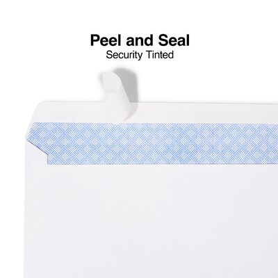 Staples Tear-Resistant EasyClose Security Tinted #10 Business Envelopes, 4 1/8 x 9 1/2, White, 100