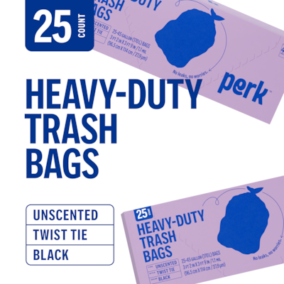 Perk™ 45 Gallon Kitchen Industrial Trash Bag, 45" x 38", Low Density, 1.1 mil, Black, 25 Bags/Box (PK56748)