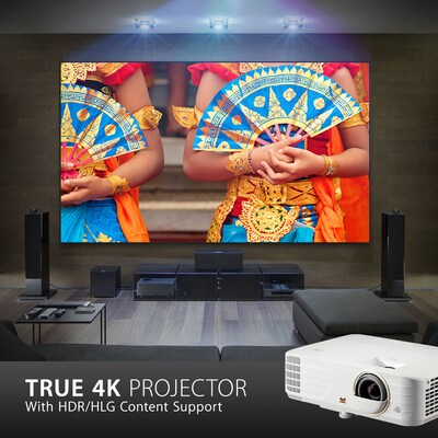 ViewSonic 4K UHD Projector with 4000 Lumens, 240Hz, 4.2ms for Home Theater and Gaming, White (PX748-