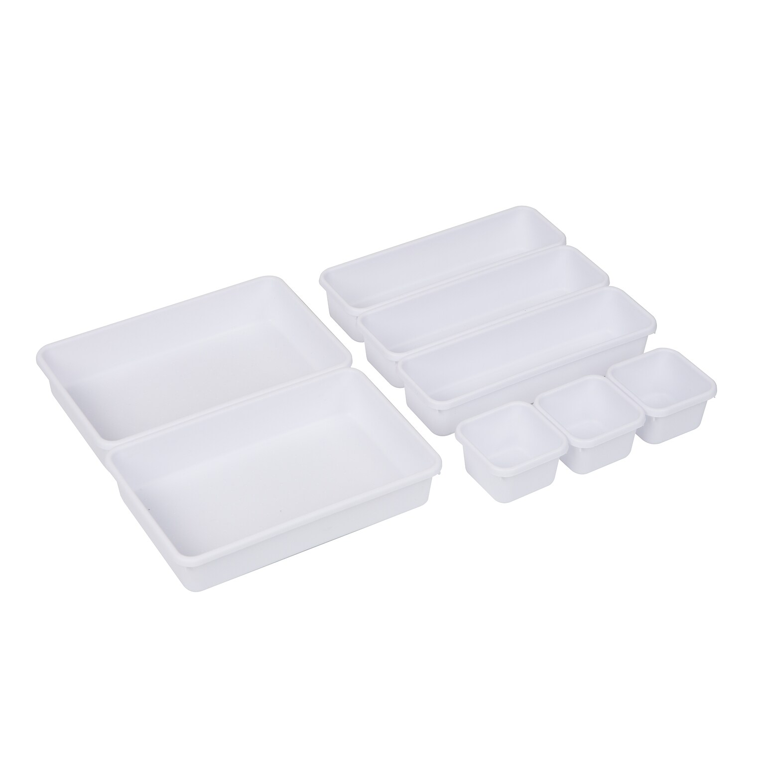 Mind Reader 8-Piece Plastic Drawer Organizer, White (8INTBOX-WHT)