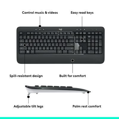 Logitech MK540 Advanced Wireless Keyboard and Mouse Combo, Black (920-008671)