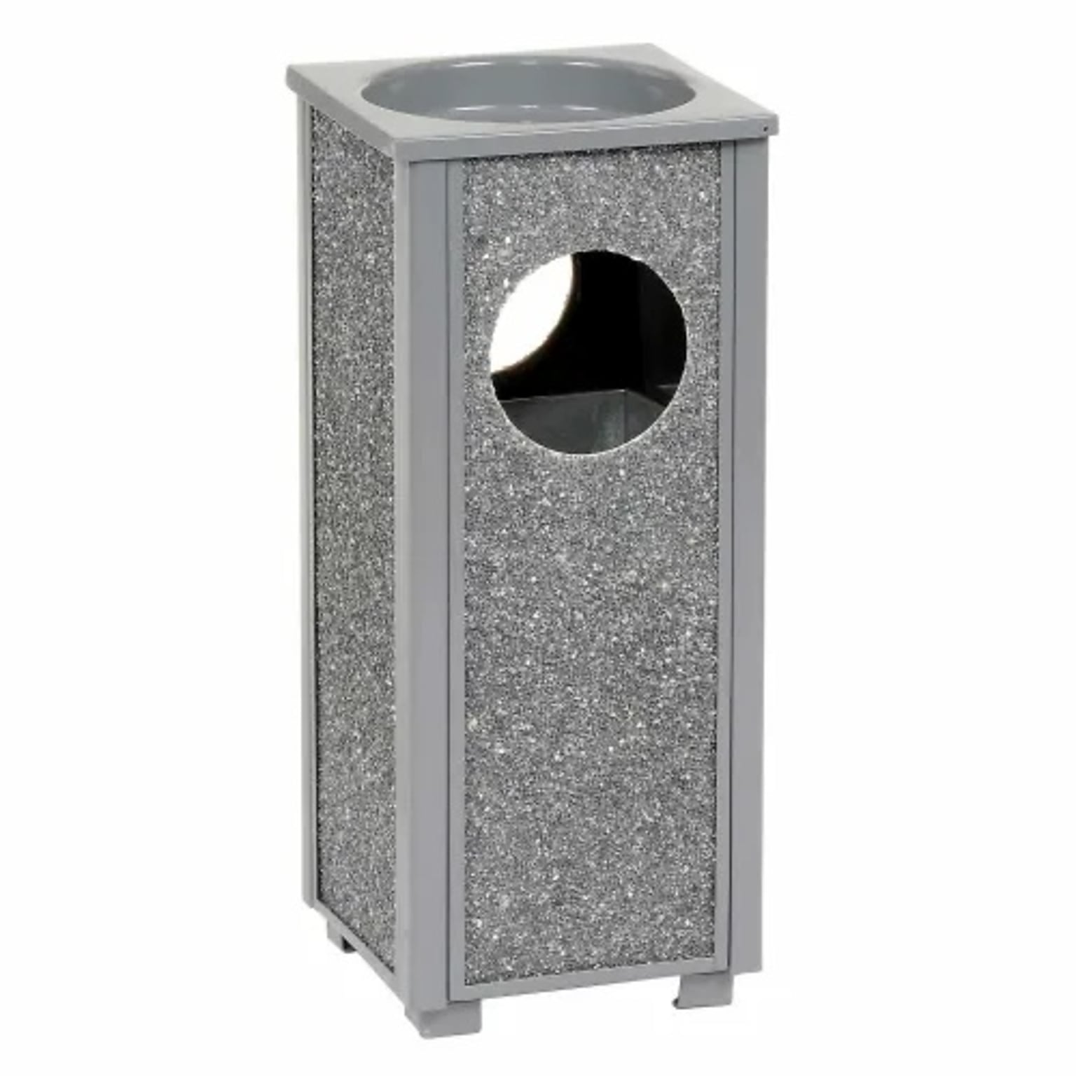 Global Industrial Stone Panel Trash Sand Urn, 2-1/2 Gallon Capacity, 10-1/4W x 10-1/4D x 24H, Gray (238242GY)