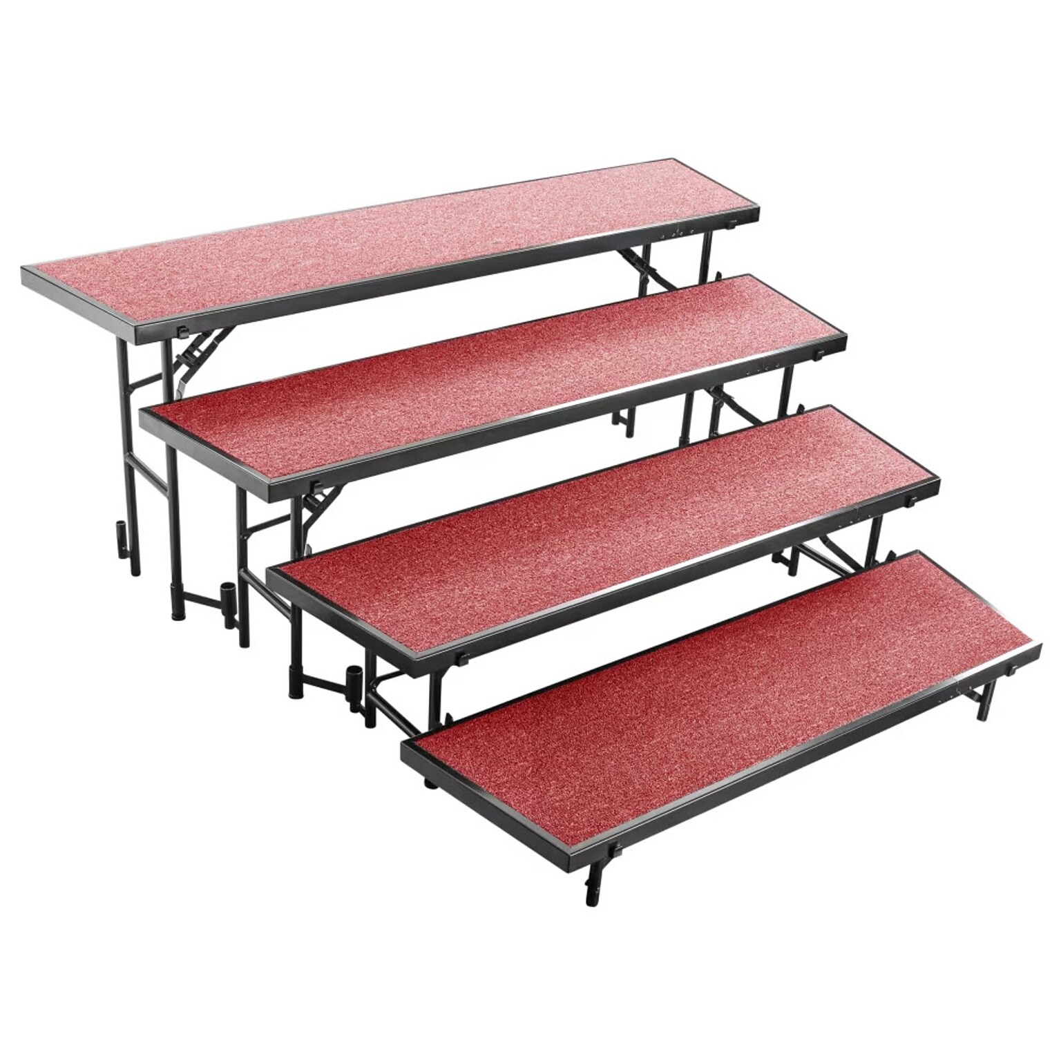 NPS 4 Level Tapered Standing Choral Riser, 72W x 60”-78”L x 32H, Red Carpet (RT4LC-40)
