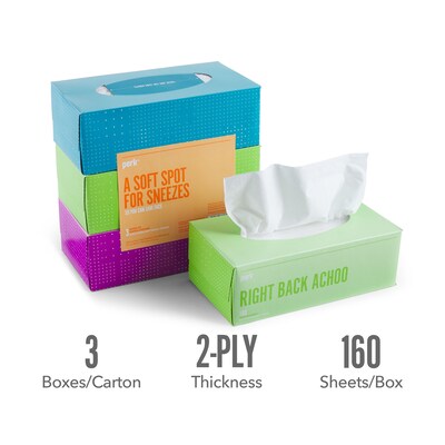 Perk™ Ultra Soft Standard Tissue, 2-Ply, 160 Sheets/Box, 3 Boxes/Pack (PK57778)