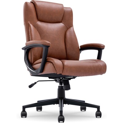 Serta Hannah II Ergonomic Bonded Leather Swivel Executive Chair, Cognac (43672H)