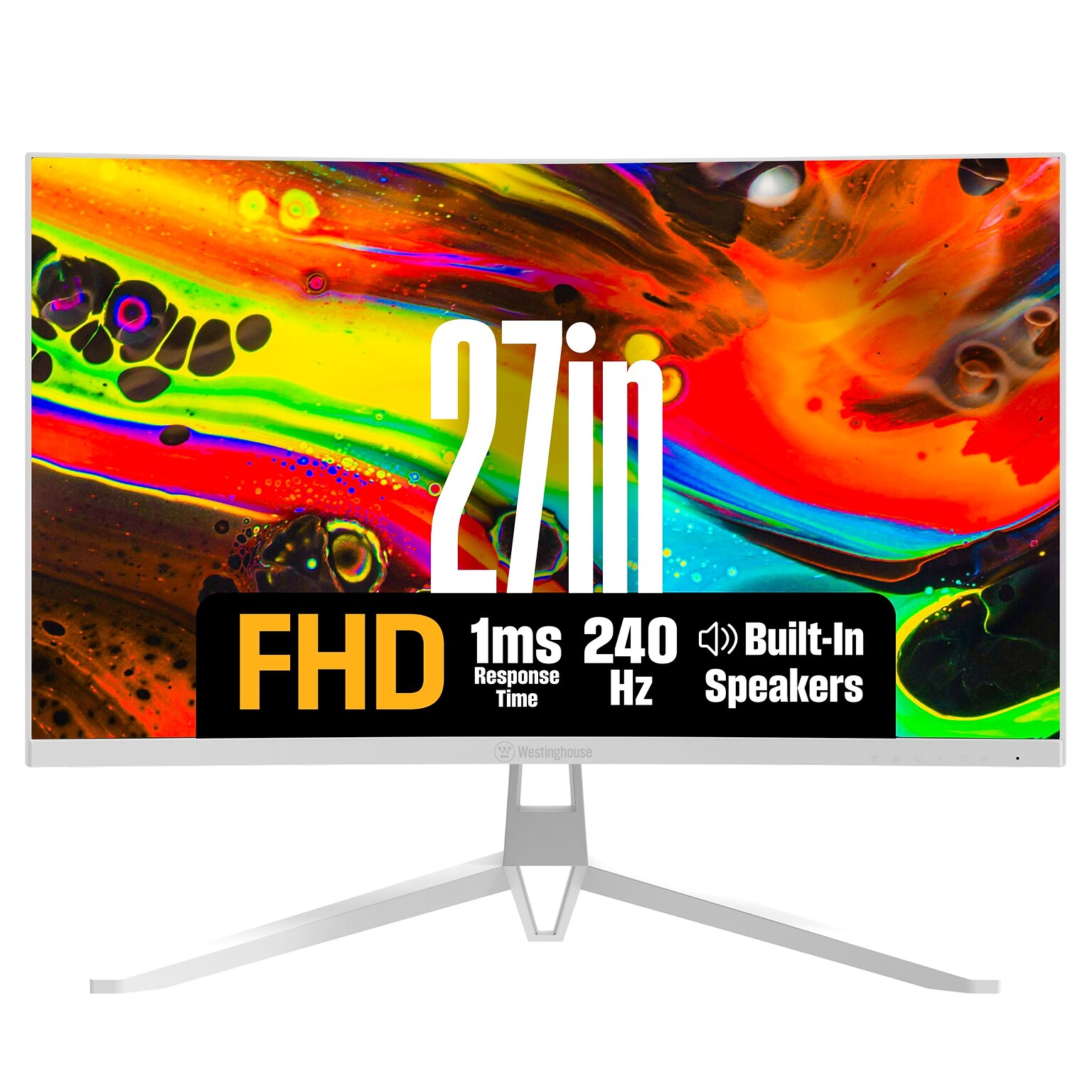 Westinghouse RX Series 27 Curved FHD 200Hz LED AMD FreeSync Gaming Monitor, Built-In Speakers, White (WC27RX6250W)