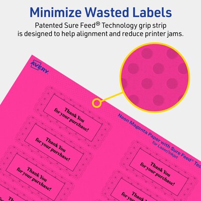 Avery Rectangle Laser/Inkjet Multipurpose Labels, 1" x 2-5/8", Neon Magenta (160/Pack)