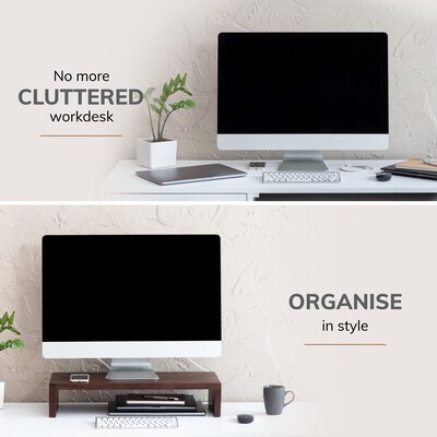 Anji Mountain Mango Wood Monitor Stand, Up to 32 Monitor, Walnut (MS-FNG-WAL)