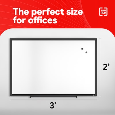 TRU RED™ Magnetic Steel Dry Erase Board, Black Frame, 3' x 2' (TR61180)
