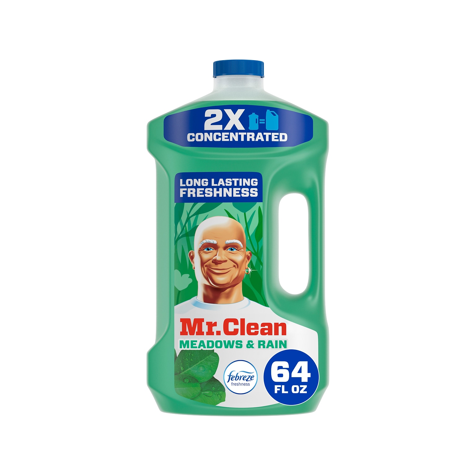 Mr. Clean Multi-Surface Cleaner, Febreze Meadows & Rain Scent, 64 Fl. Oz., 4/Carton (10725)
