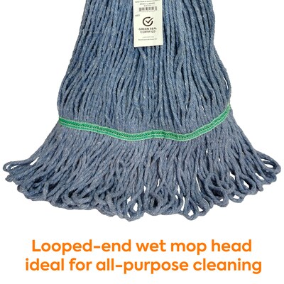 Baseline Blend Twist Mop Head, 16 oz., Blue, 12/Carton (CLM-303MWB-CT)