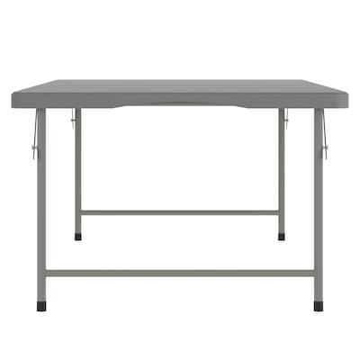 Flash Furniture Paige Rectangle Kid's Plastic Folding Table, 29"W x 60"D x 18.75"H,Granite Gray (RB3060FHKIDGY)