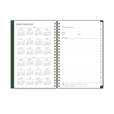 2026-2027 Blue Sky Deep Forest 5" x 8" Academic Year Weekly & Monthly Planner, Plastic Cover, Green (161656)