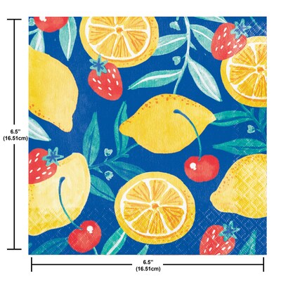 Say Hooray! Fresh Fruits Summer Disposable Paper Plates and Napkins Set, 48/Pack (DTC9631E2G)