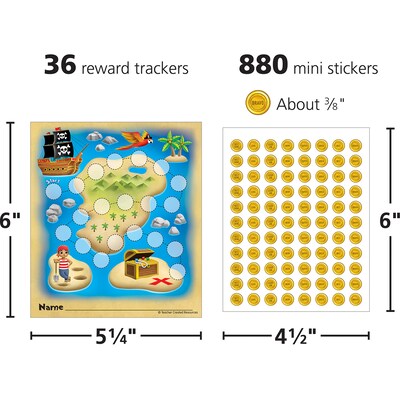 Teacher Created Resources Treasure Hunt Reward Trackers with Stickers, 5.25" x 6", Multicolored, 3 Packs/Bundle (TCR6865-3)