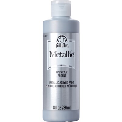 FolkArt Acrylic Paint Metallic, 8oz., Silver, 3/Pack (FLK873-3)