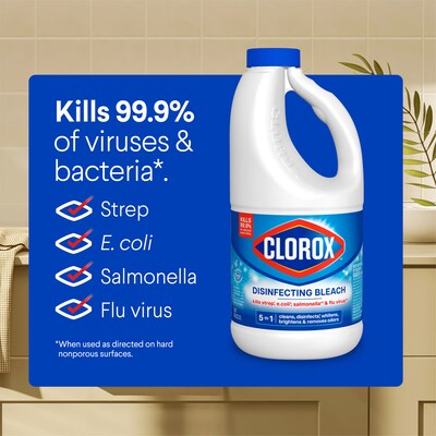 Clorox Disinfecting Bleach, HE Compatible, 43 fl. oz. (32260)