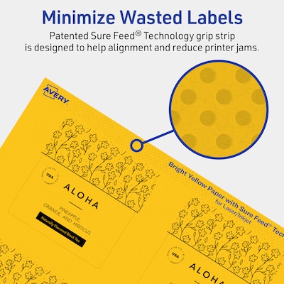 Avery Hemp Square Laser/Inkjet Multipurpose Labels, 1-1/2" x 1-1/2", Off-White (1600/Box)
