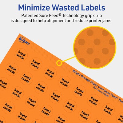 Avery Laser/Inkjet Multipurpose Circle Labels, 0.75" Dia., Bright Orange, 6400/Box (94504)