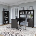 Bush Furniture Salinas 60W L Shaped Desk with Hutch and 5 Shelf Bookcase, Vintage Black (SAL006VB)