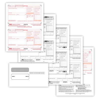 ComplyRight TaxRight 2024 W-2 Tax Form Tax Form Set with Envelopes, 4-Part, 50/Pack (SC5645E)