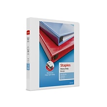 Staples Heavy Duty 1 3-Ring View Binder, D-Ring, White (ST56262-CC)