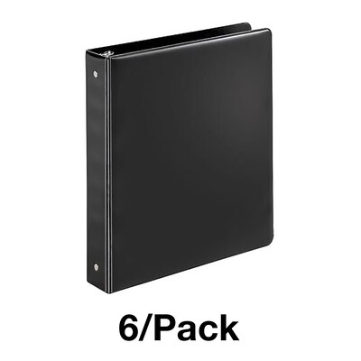 Quill Brand® Standard 1-1/2 3 Ring Non View Binder, Black, 6/Pack