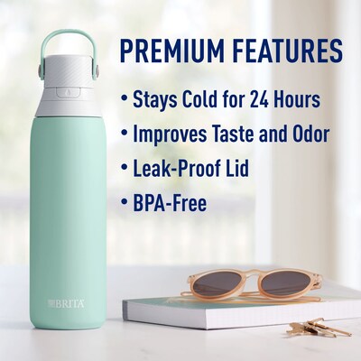 Brita Stainless Steel Filtered Water Bottle, 20 oz., Glacier (36448)