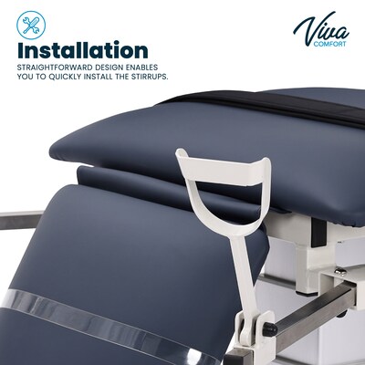 Viva Comfort Adjustable Exam Table Stirrups, White (ADI903-04-STIR-MK)