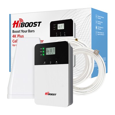 HiBoost 4K Plus Cell Phone Signal Booster, White (F10GI5SBTW)