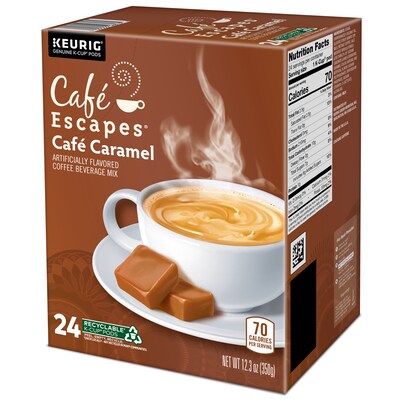 Cafe Escapes Caramel Coffee Keurig® K-Cup® Pods, Light Roast, 24/Box (GMT6813)