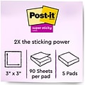 Post-it Recycled Super Sticky Notes, 3 x 3, Oasis Collection, 90 Sheet/Pad, 5 Pads/Pack (654-5SST)