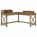 Bush Furniture Key West 60 L-Shaped Desk with Desktop Organizers, Reclaimed Pine (KWS015RCP)