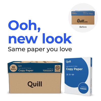 Quill+ Quill Brand® 8.5 x 11 Copy Paper, 20 lbs., 92 Brightness, 500 Sheets/Ream, 10 Reams/Carton