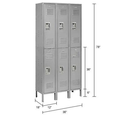 Global Industrial Infinity 2-Tier 6-Door Locker, 36"W x 18"D x 78"H, Gray (968269GY)