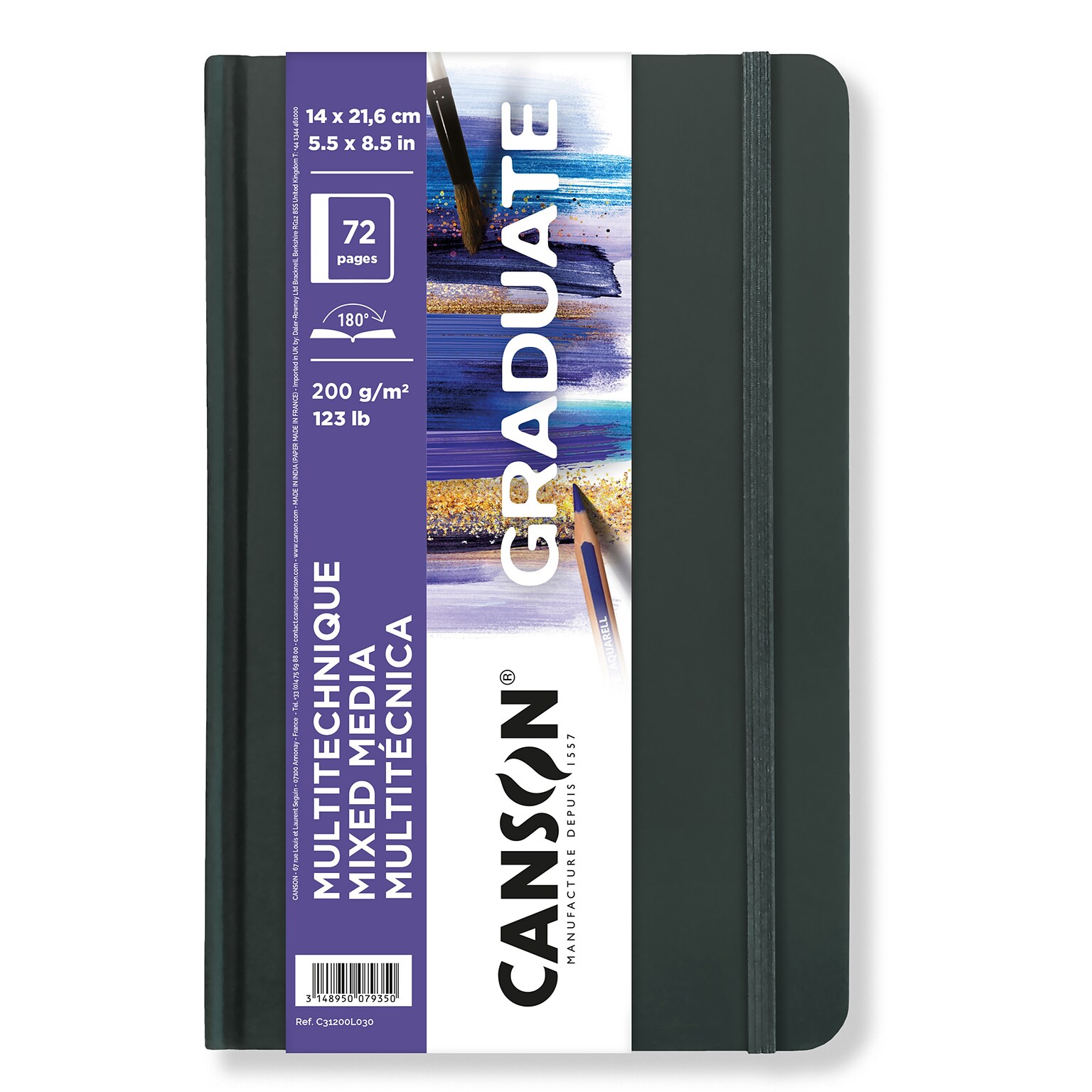 Canson Graduate  5.5 x 8.5 Hard Bound Mixed Media Art Book, 36 Sheets/Book, 5/Bundle (MCX31200L030-5)