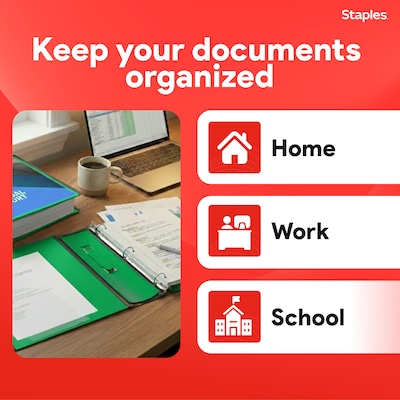 Staples 3" 3-Ring Better Binder, D-Ring, Green (ST55894-CC)